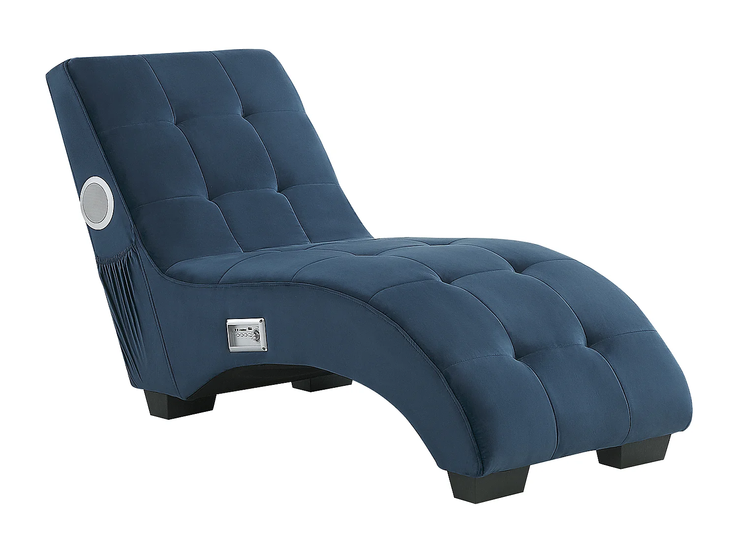 Chaise longue SIMORRE Velours Bleu foncé Avec haut-parleur Bluetooth intégré