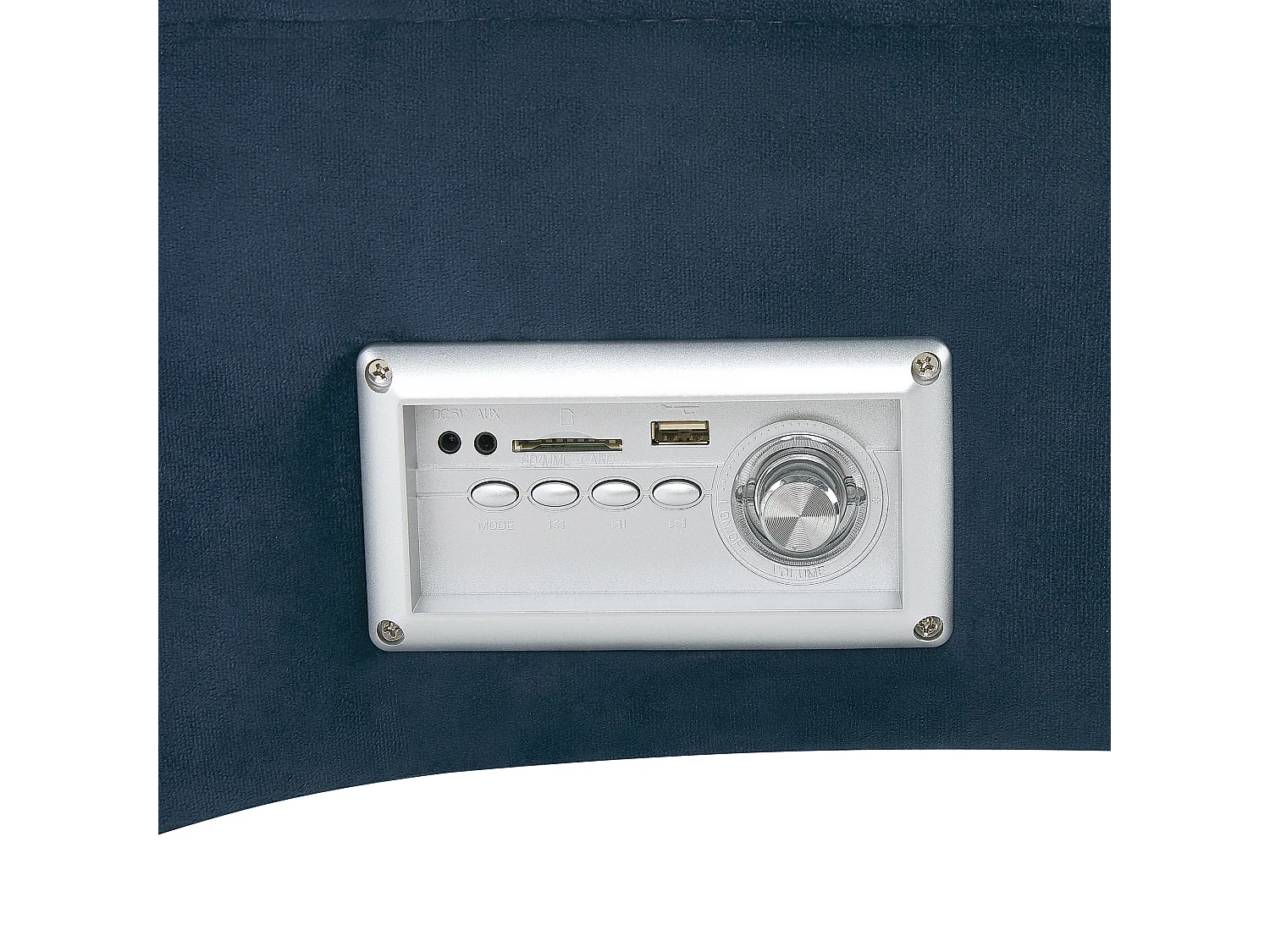 Moderne Chaiselongue mit Bluetooth Lautsprecher blau Bezug aus Samtstoff Simorre