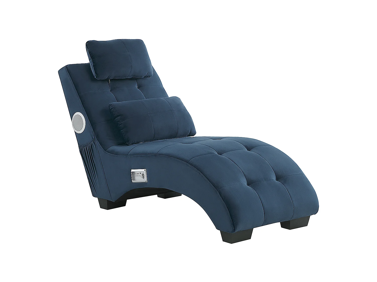 Chaise longue SIMORRE Velours Bleu foncé Avec haut-parleur Bluetooth intégré