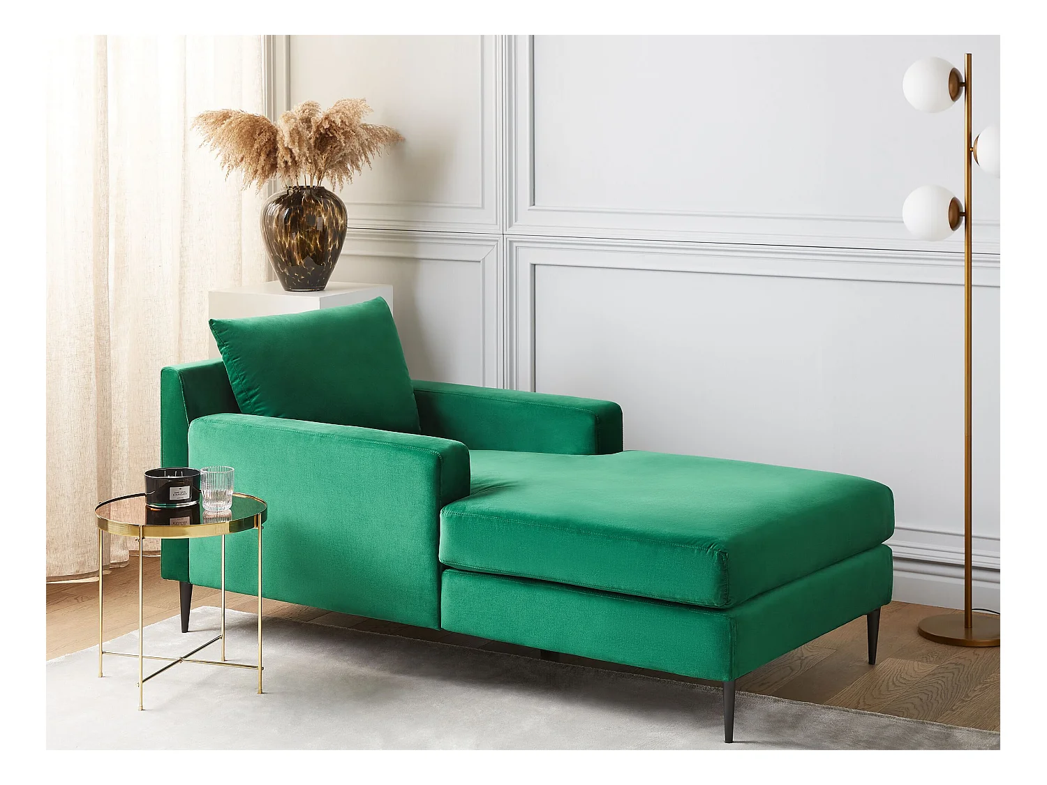 Chaise longue GUERET Velours Vert