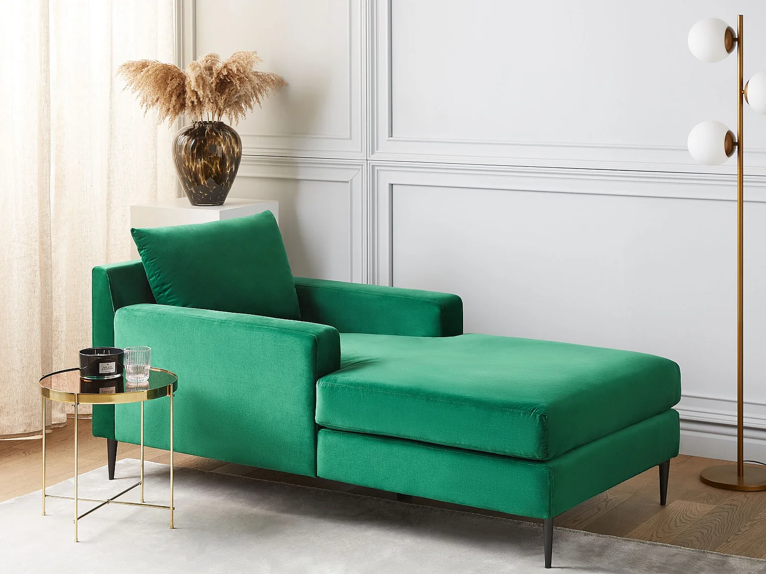 Chaise longue GUERET Fluweel Groen