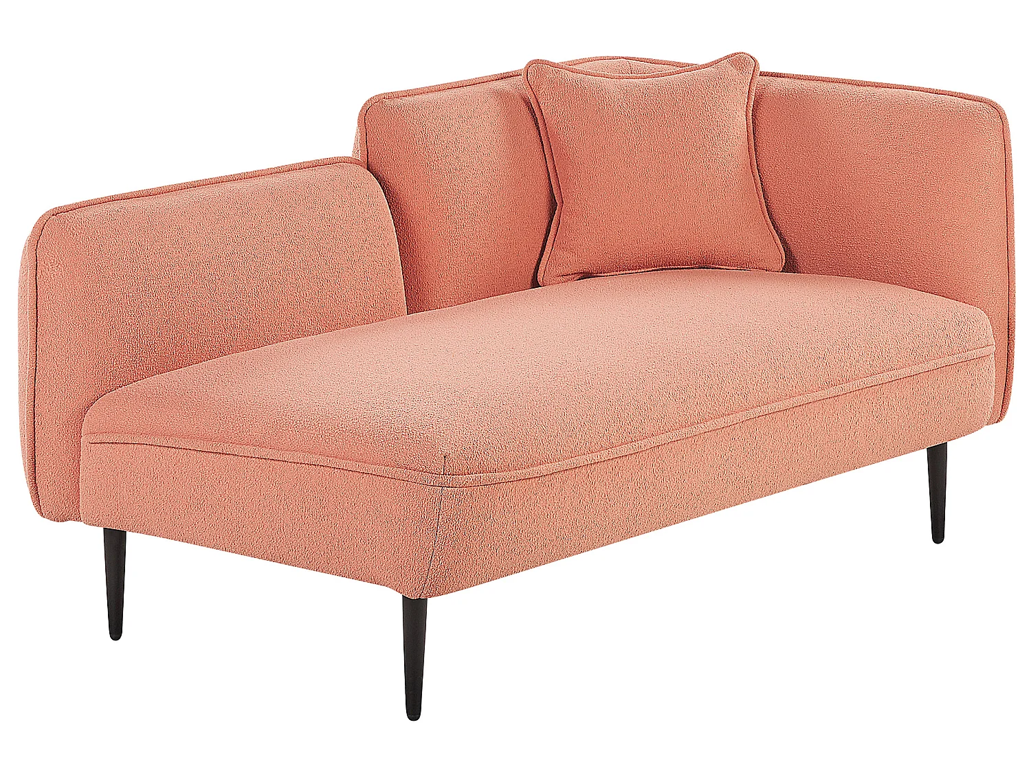 Chaiselongue Bouclé rosa rechtsseitig mit Kissen Metallgestell Modern Chevannes