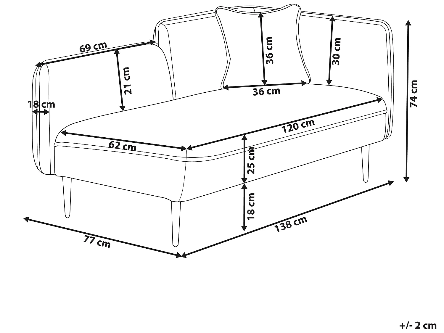Szezlong prawostronny CHEVANNES Boucle Brzoskwiniowy