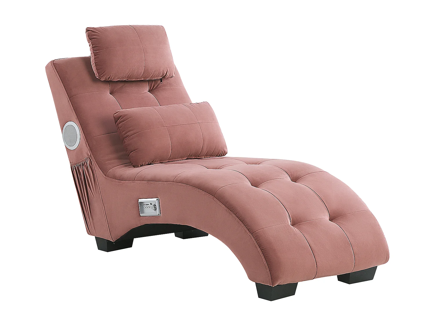 Moderne Chaiselongue mit Bluetooth Lautsprecher rosa Bezug aus Samtstoff Simorre