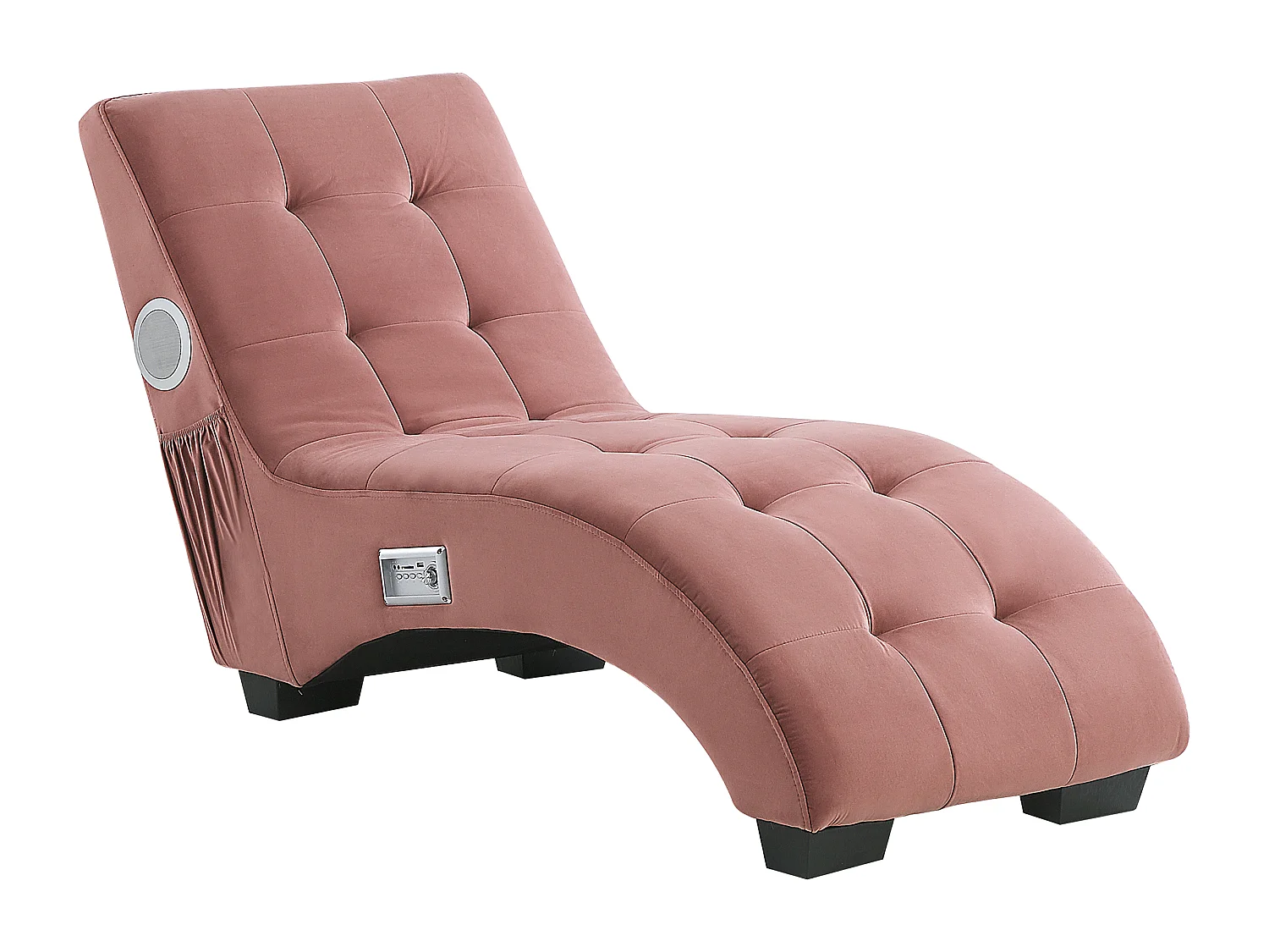 Moderne Chaiselongue mit Bluetooth Lautsprecher rosa Bezug aus Samtstoff Simorre