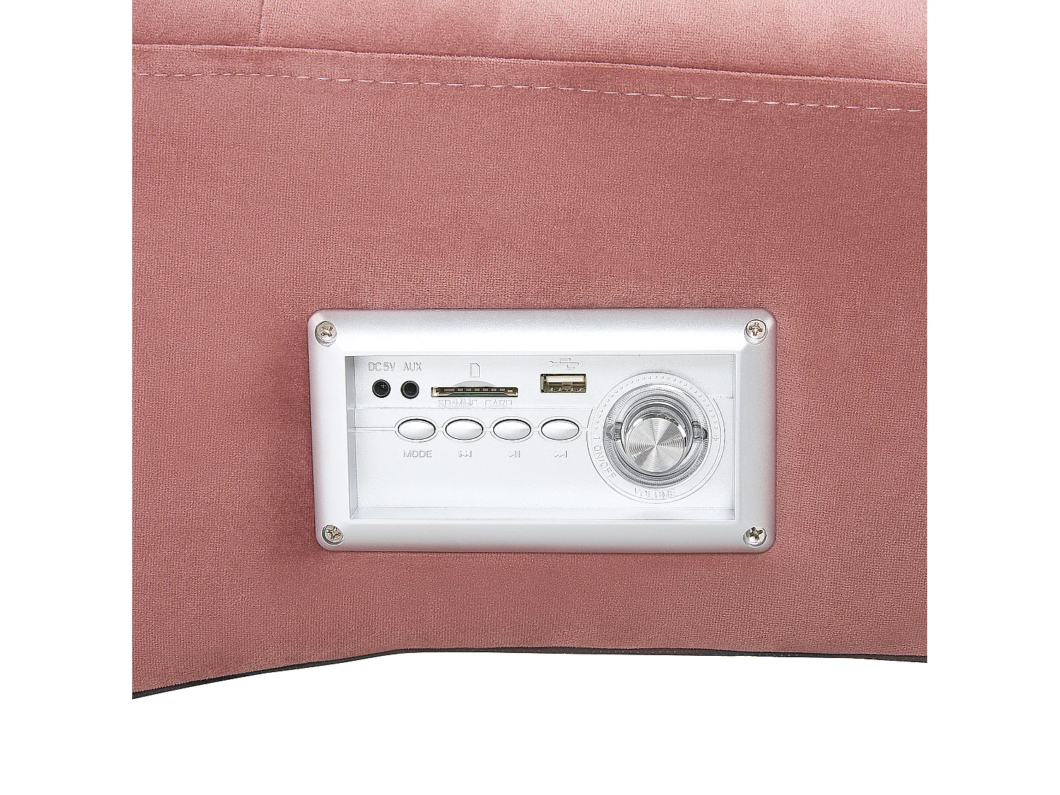 Moderne Chaiselongue mit Bluetooth Lautsprecher rosa Bezug aus Samtstoff Simorre