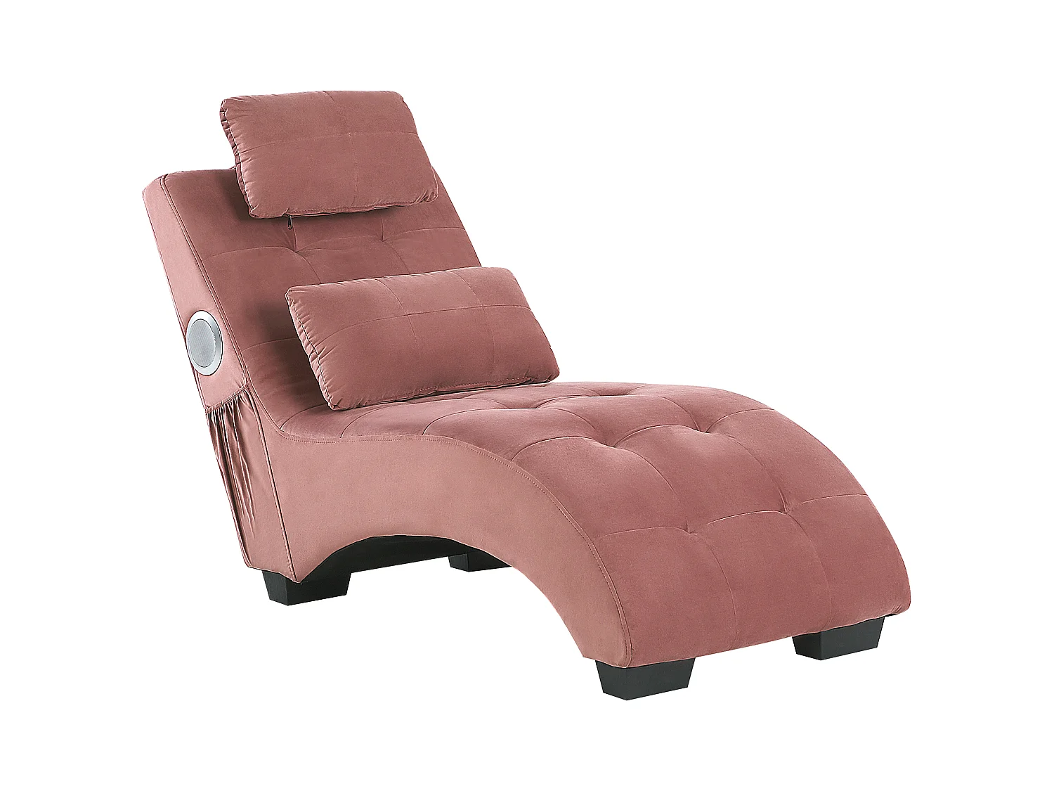 Moderne Chaiselongue mit Bluetooth Lautsprecher rosa Bezug aus Samtstoff Simorre