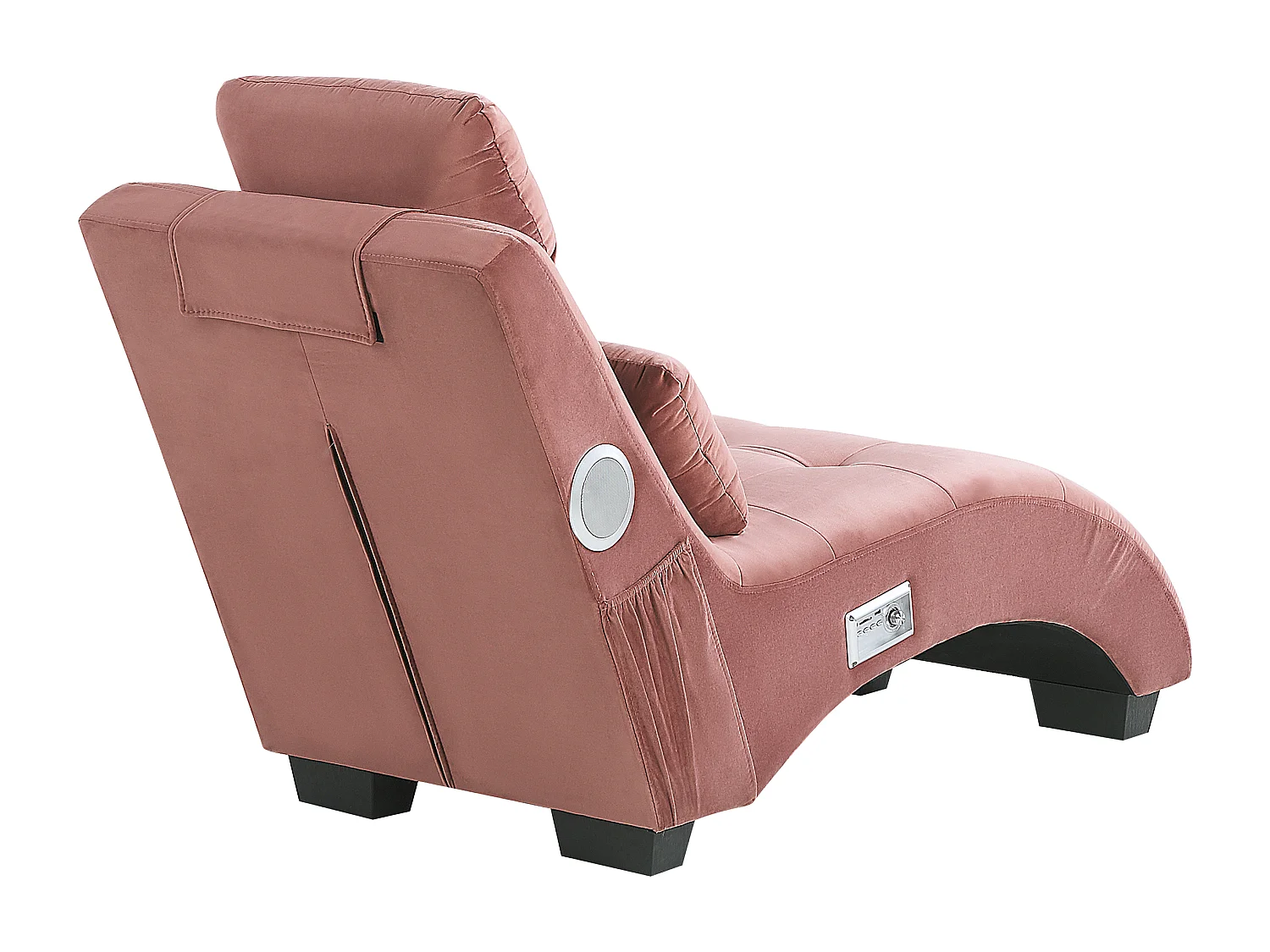 Chaise longue SIMORRE Velours Rose pastel Avec haut-parleur Bluetooth intégré