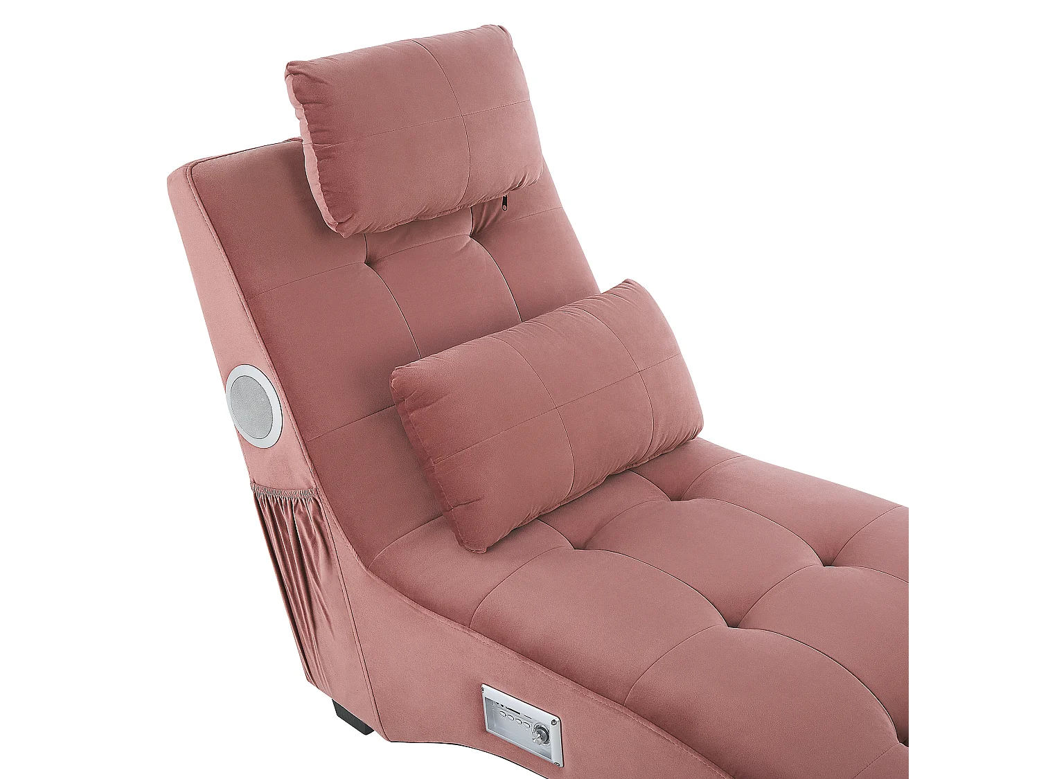 Chaise longue SIMORRE Velours Rose pastel Avec haut-parleur Bluetooth intégré