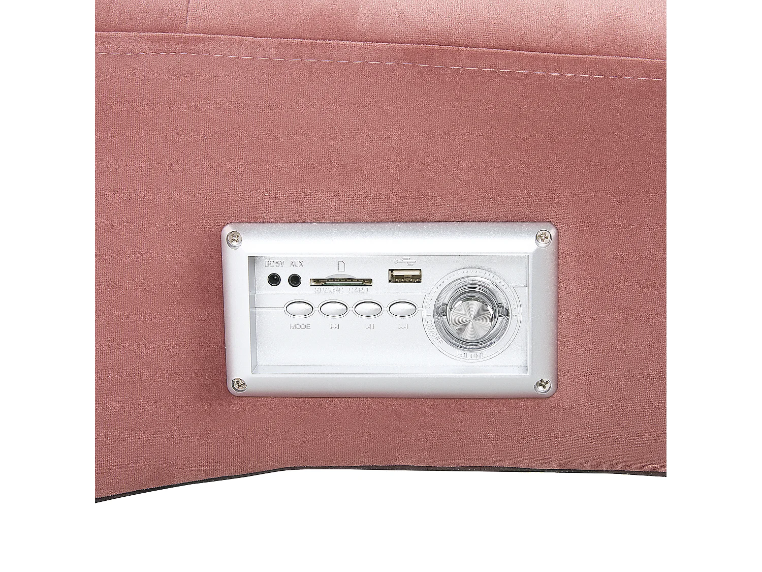 Chaise longue SIMORRE Velours Rose pastel Avec haut-parleur Bluetooth intégré