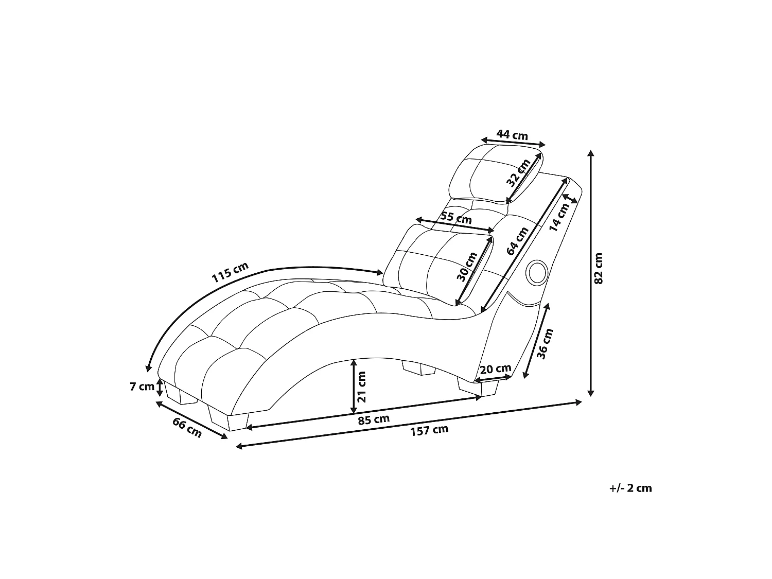 Chaise longue SIMORRE Velluto Rosa pastello con altoparlante Bluetooth integrato