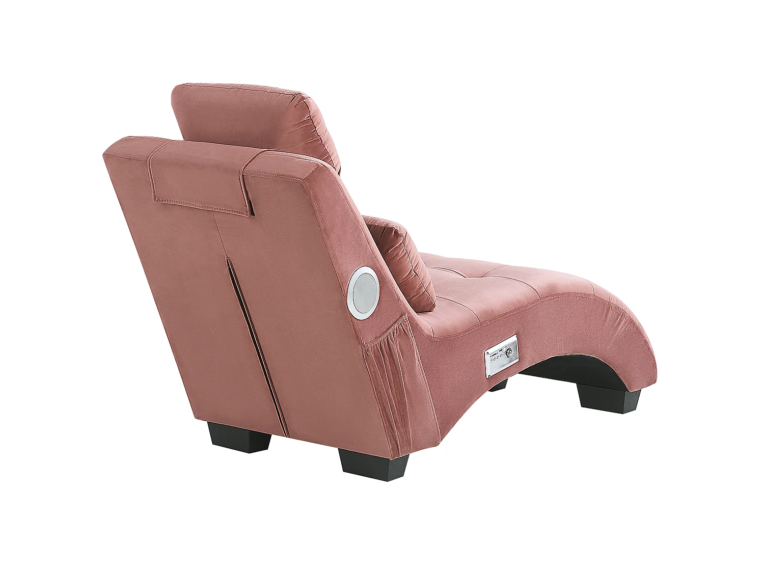 Chaise longue SIMORRE Velluto Rosa pastello con altoparlante Bluetooth integrato