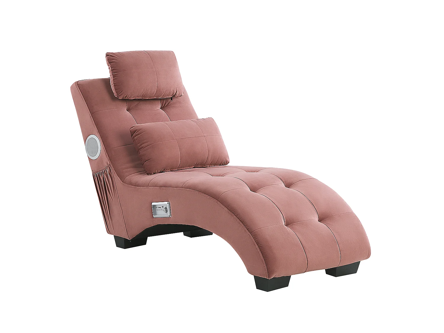 Chaise longue SIMORRE Velluto Rosa pastello con altoparlante Bluetooth integrato