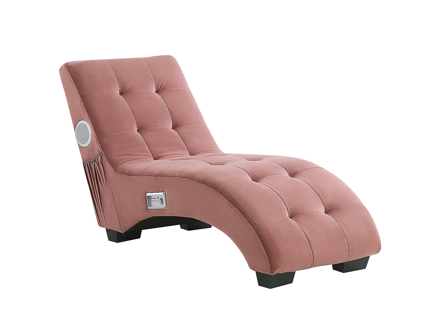 Chaise longue SIMORRE Velluto Rosa pastello con altoparlante Bluetooth integrato