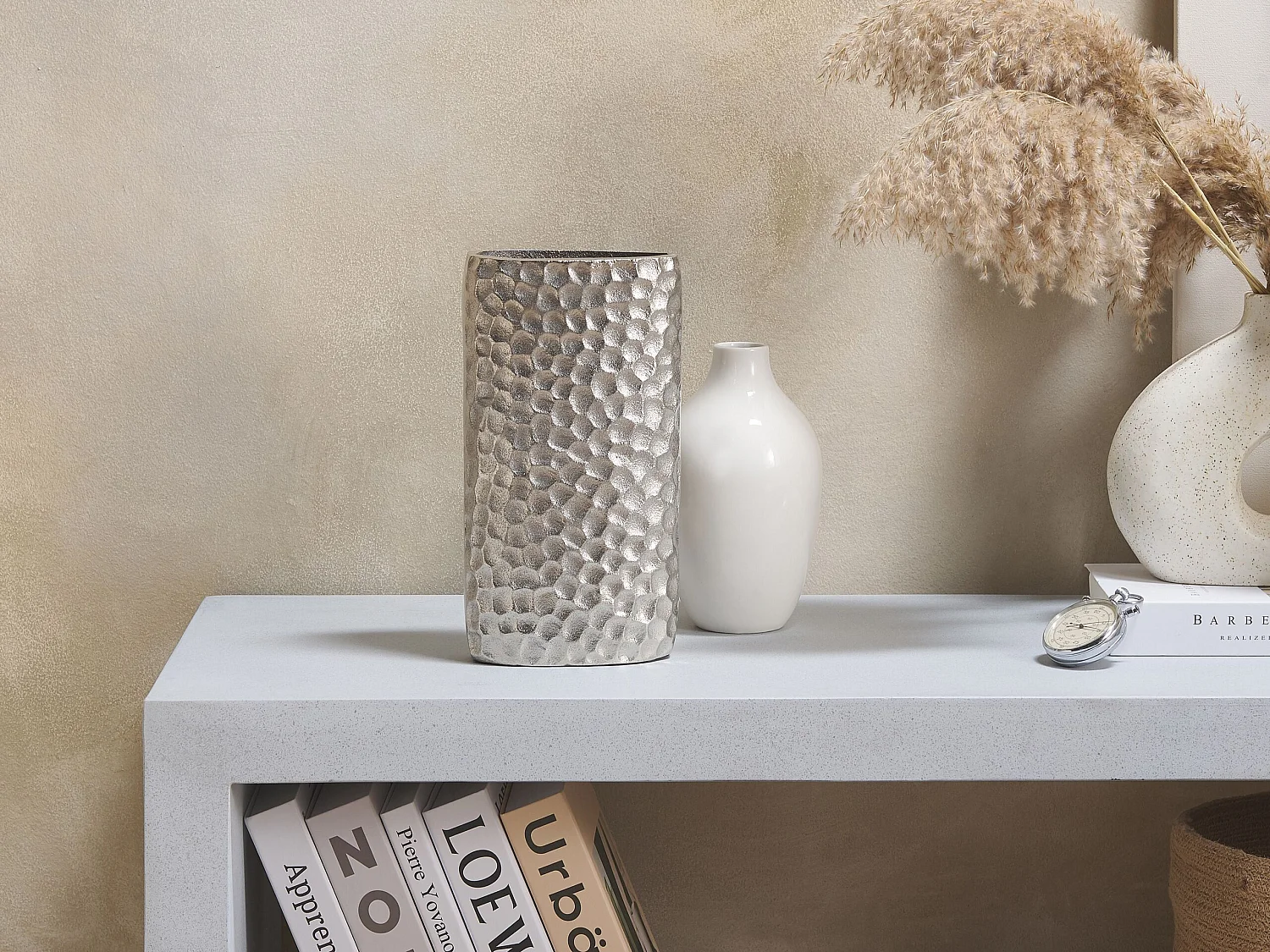 Vase à fleurs PALMYRA Métal 31 cm Argenté