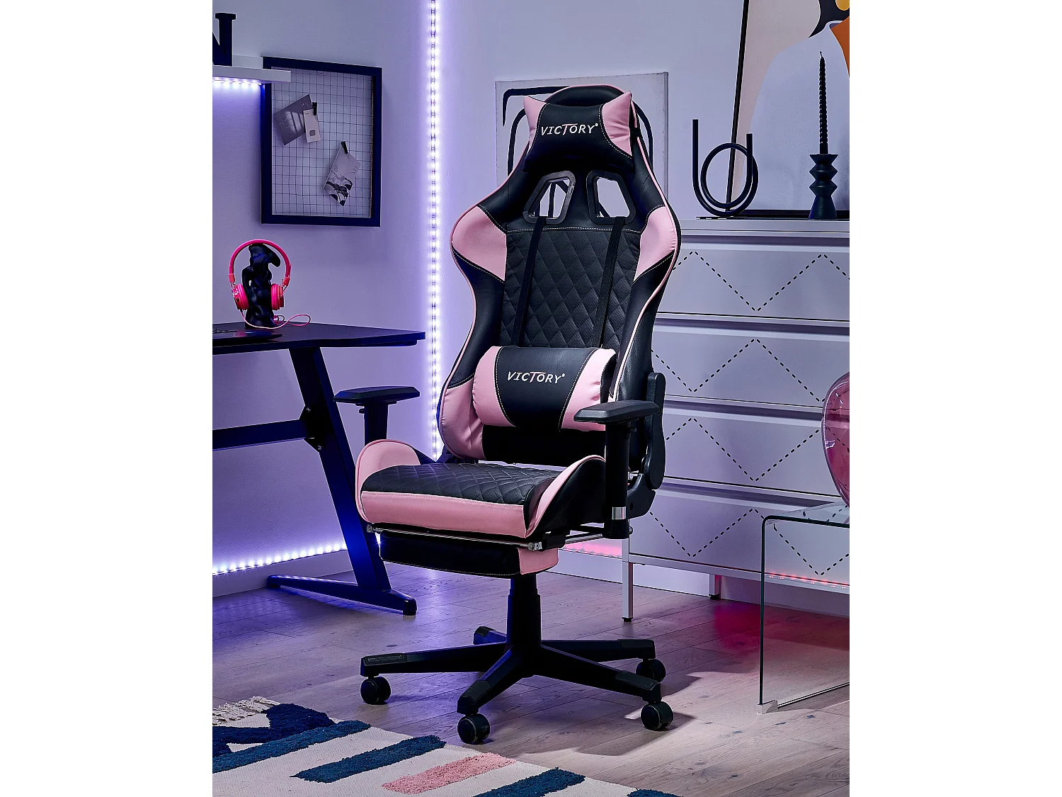 Siège de gaming VICTORY Cuir PU Rose