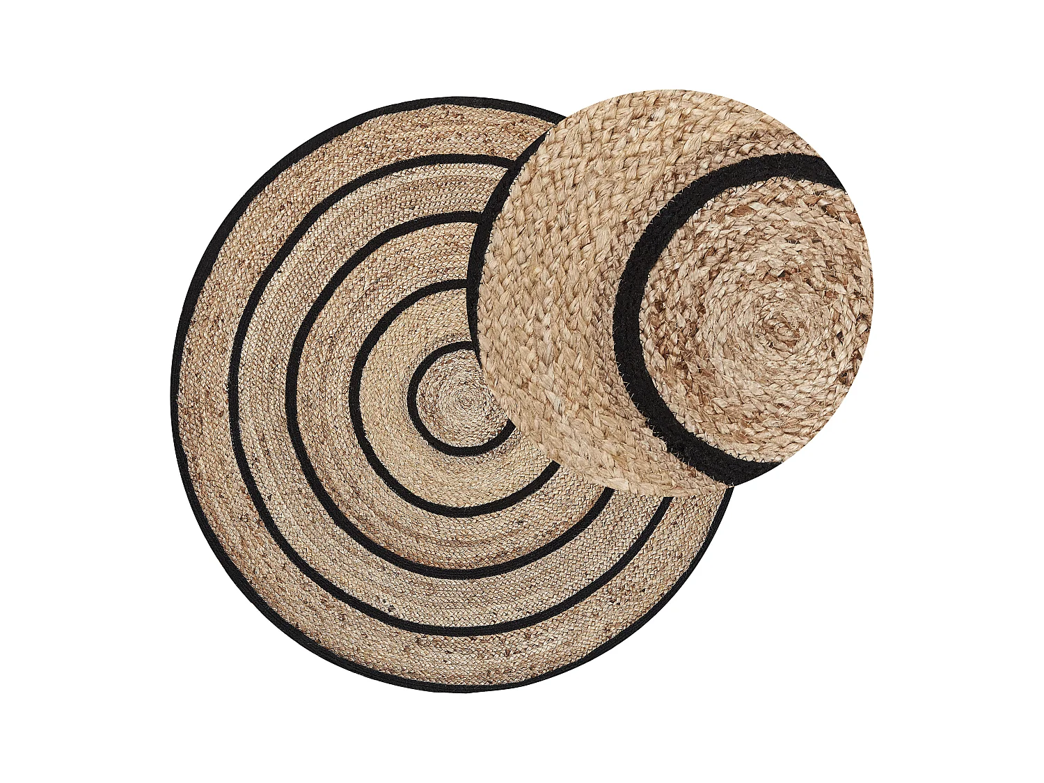 Runder Teppich aus Baumwolle Jute Spirale beige/schwarz ⌀ 140 cm Boho Stil Bukse