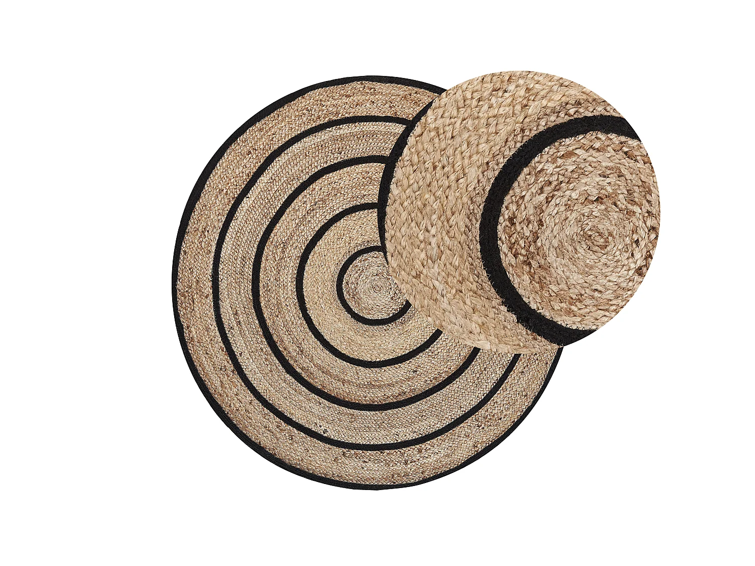 Runder Teppich aus Baumwolle Jute Spirale beige/schwarz ⌀ 140 cm Boho Stil Bukse