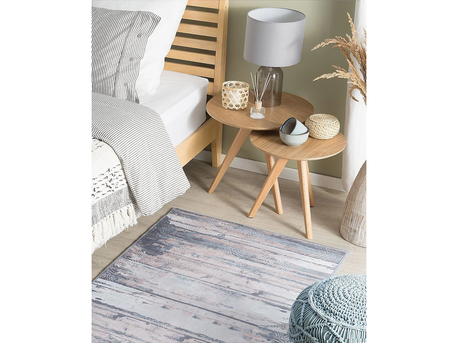 Rechteckiger Teppich im Vintage-Style grau beige 80 x 150 cm Dallica