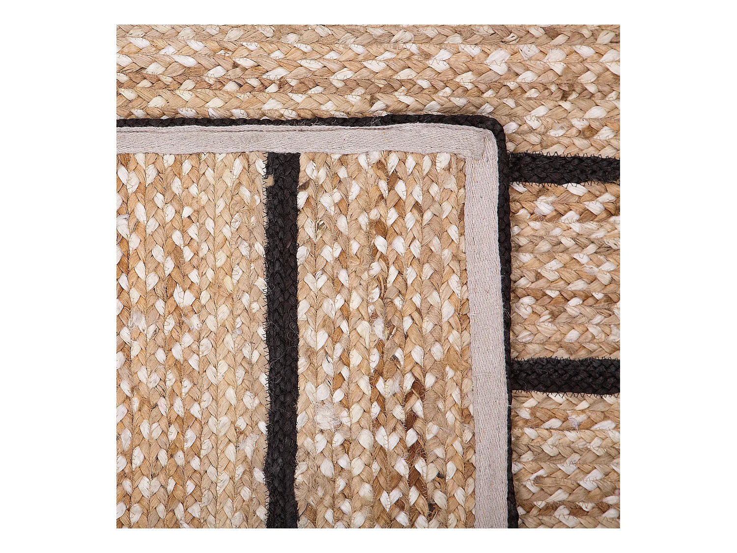 Rechteckiger Kurzflor Teppich schwarz/beige 140x200 cm Landhausstil Karadona