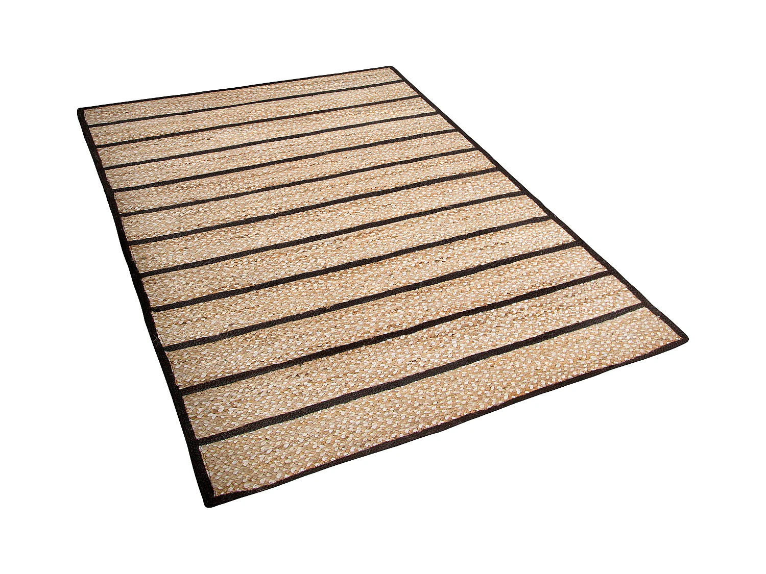 Rechteckiger Kurzflor Teppich schwarz/beige 140x200 cm Landhausstil Karadona