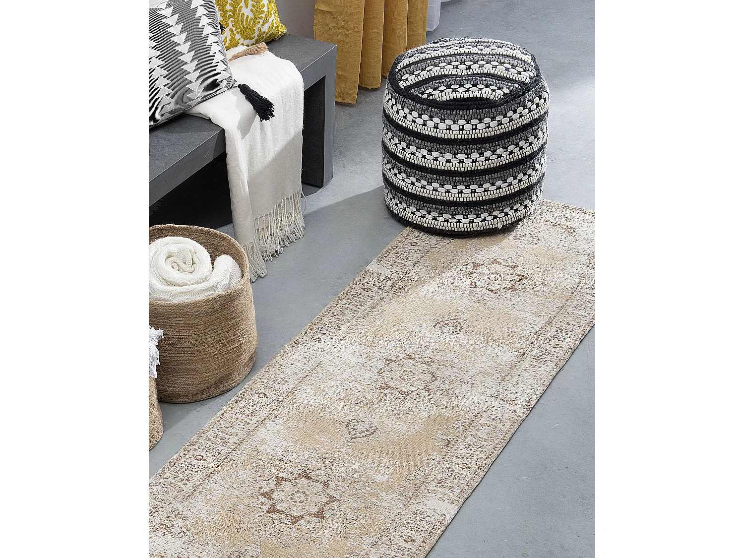 Tapis ALMUS Beige clair 60 x 180 cm Coton