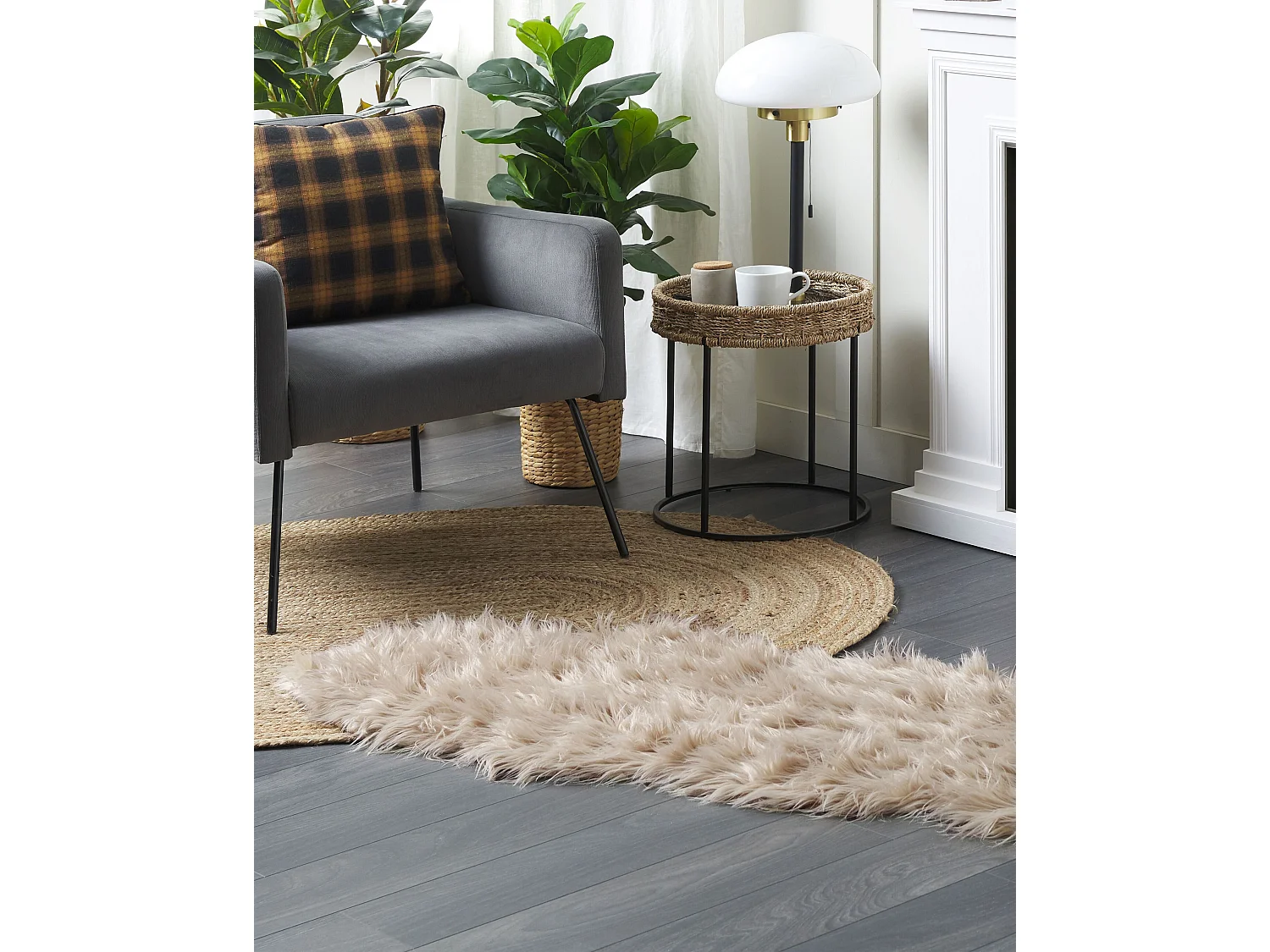 Kuscheliger Kunstschaffell-Teppich sandbeige 60 x 180 cm hochflor Mamungari