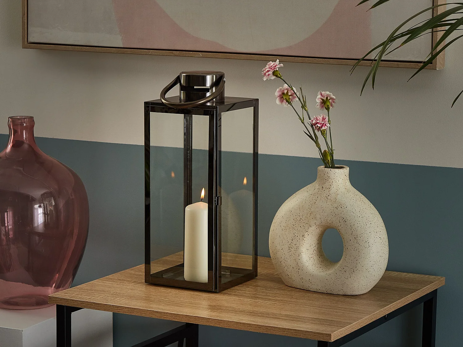 Lanterna metallo e vetro temperato nero 49 cm CYPRUS