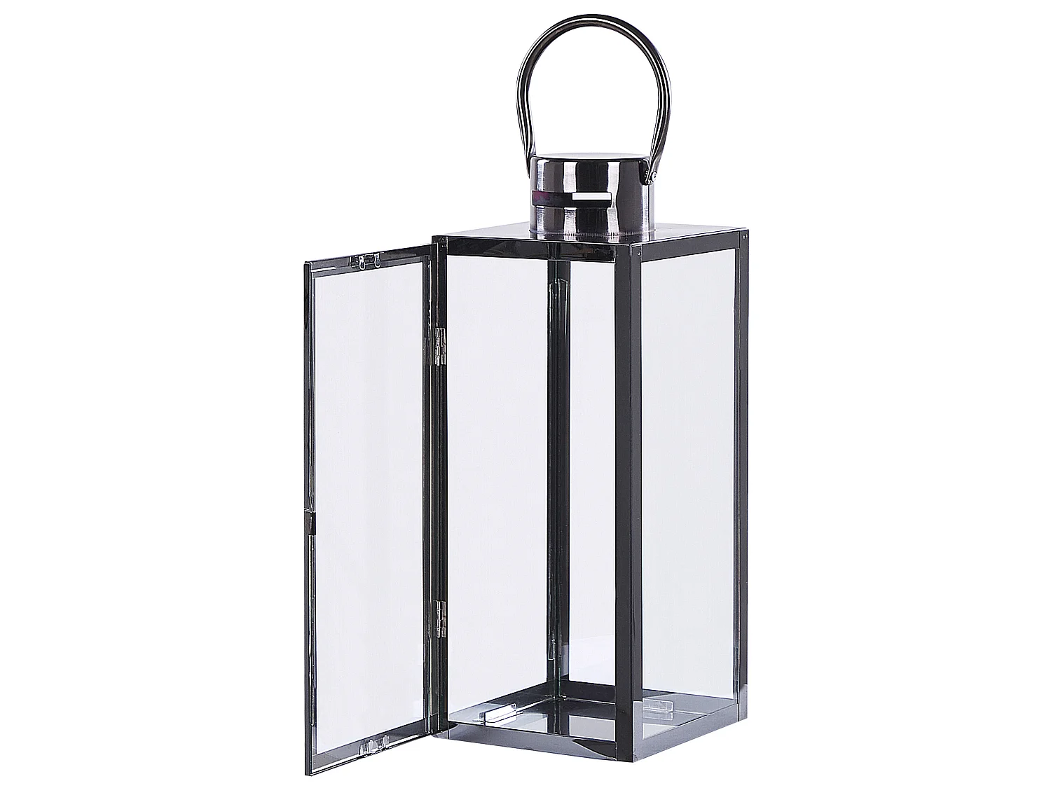 Lanterna metallo e vetro temperato nero 49 cm CYPRUS