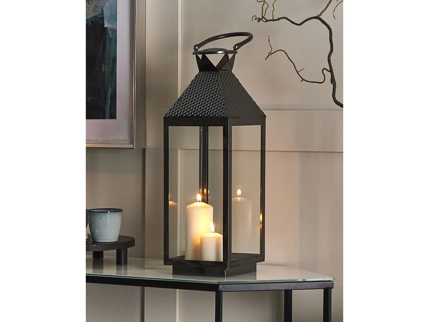 Lantaarn BALI RVS 54 cm Zwart