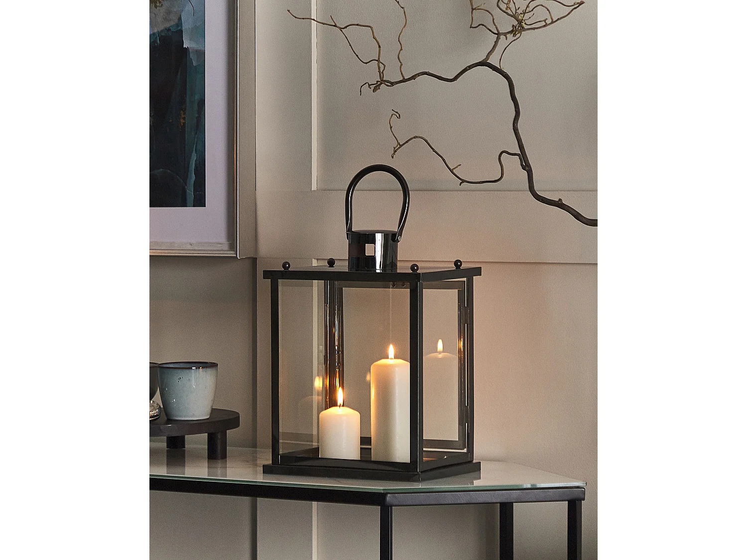 Lanterne TENERIFE Acier inox 34 cm Noir