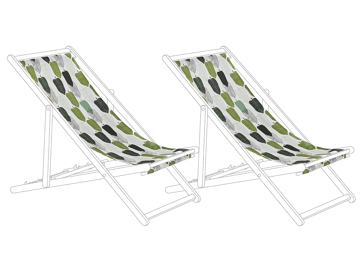 Set van 2 vervangingshoezen voor ligstoel ANZIO/AVELLINO 113 x 44 cm Groen