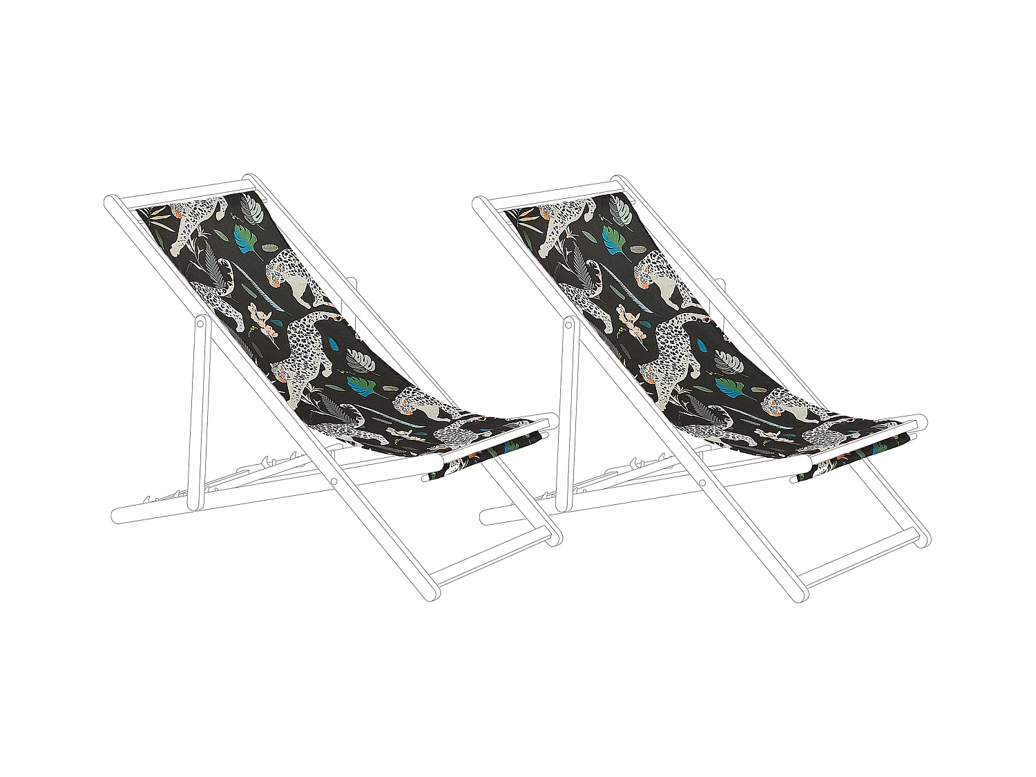 Lot de 2 tissus de remplacement pour chaises longues ANZIO/AVELLINO 113 x 44 cm Noir