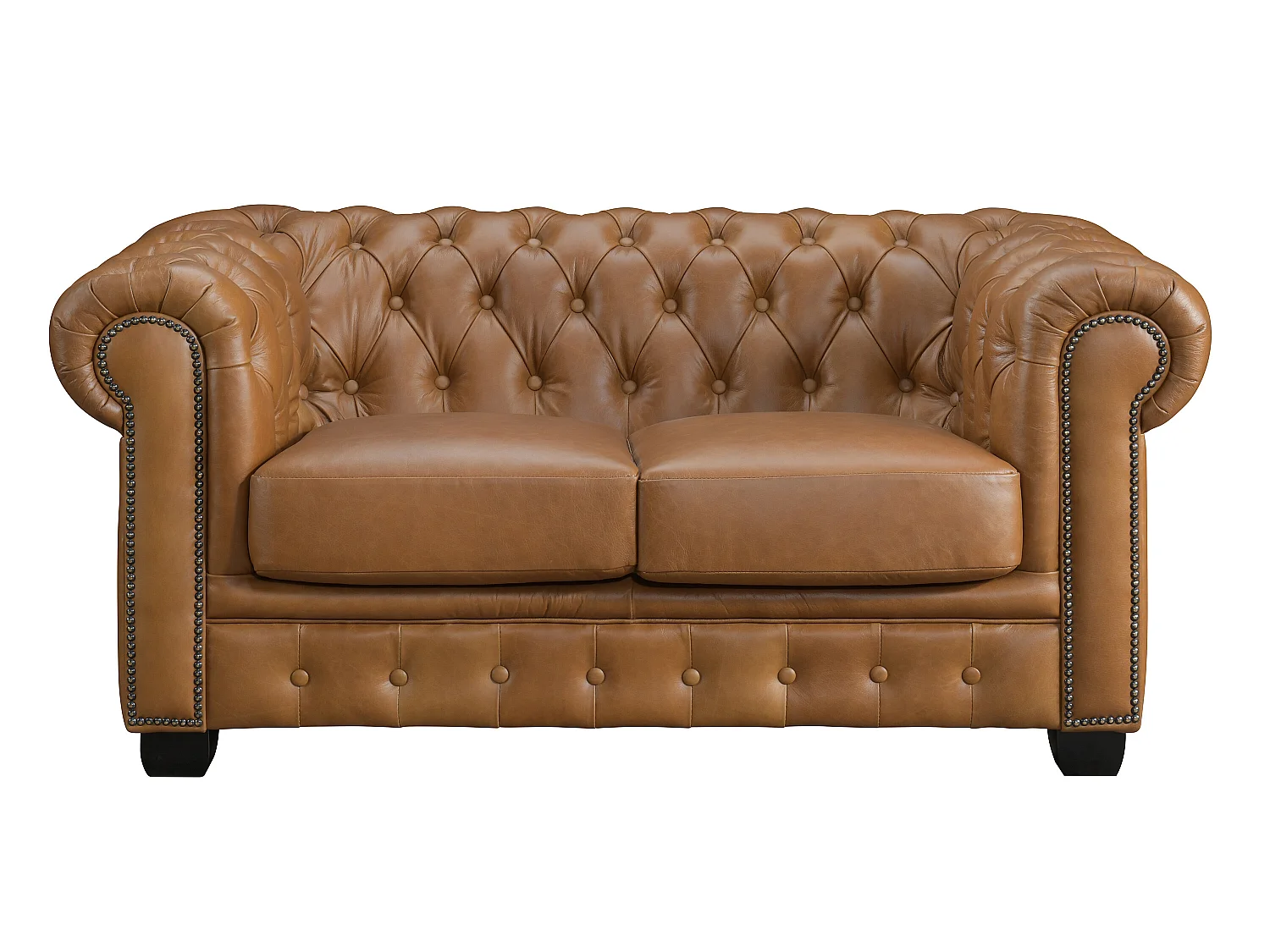 Chesterfield Garnitur 3+2+1 - Büffelleder - Karamellbraun - BRENTON