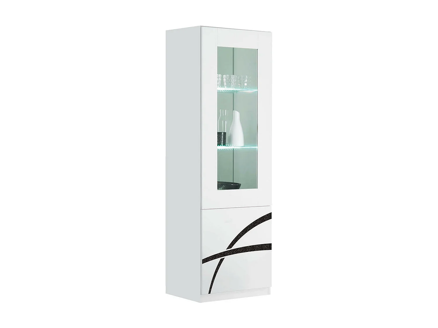 ALYSSA - Vitrine Droite 1 Porte Laquée Brillant Blanc