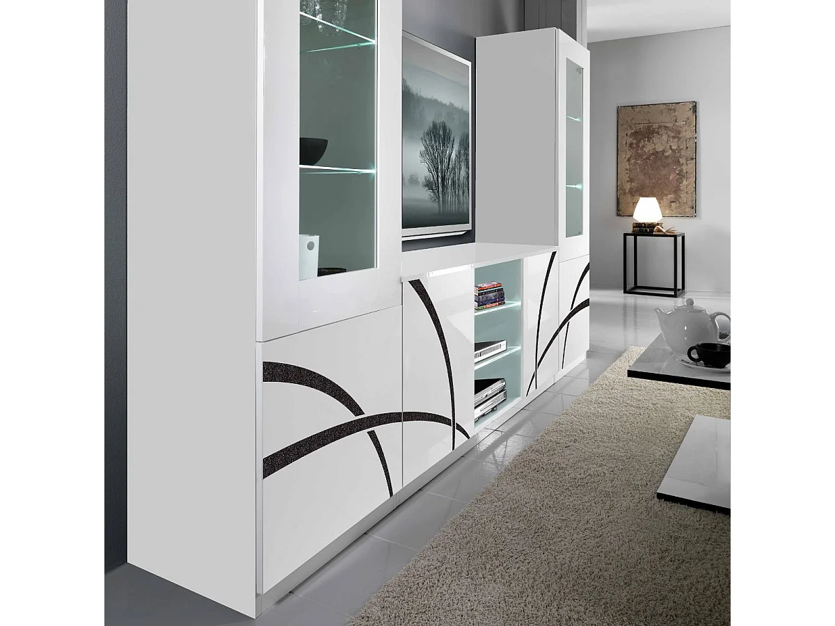 ALYSSA - Vitrine Droite 1 Porte Laquée Brillant Blanc