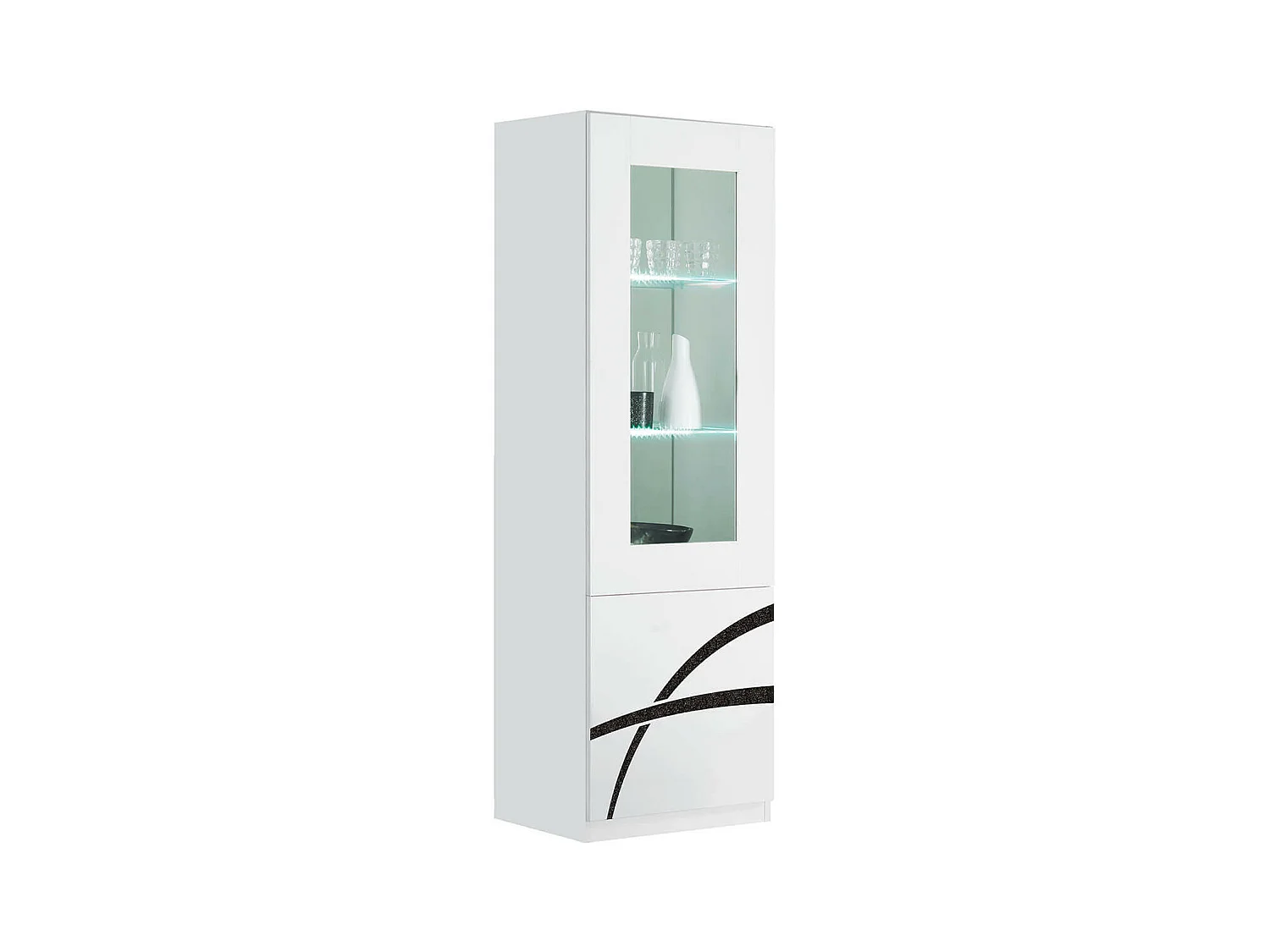 ALYSSA - Vitrine Droite 1 Porte Laquée Brillant Blanc