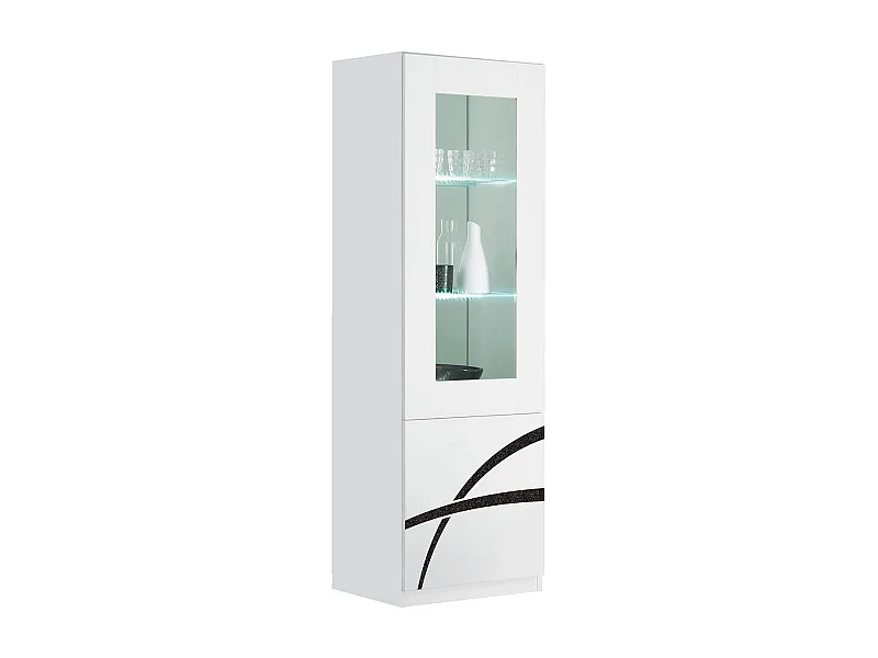 ALYSSA - Vitrine Droite 1 Porte Laquée Brillant Blanc