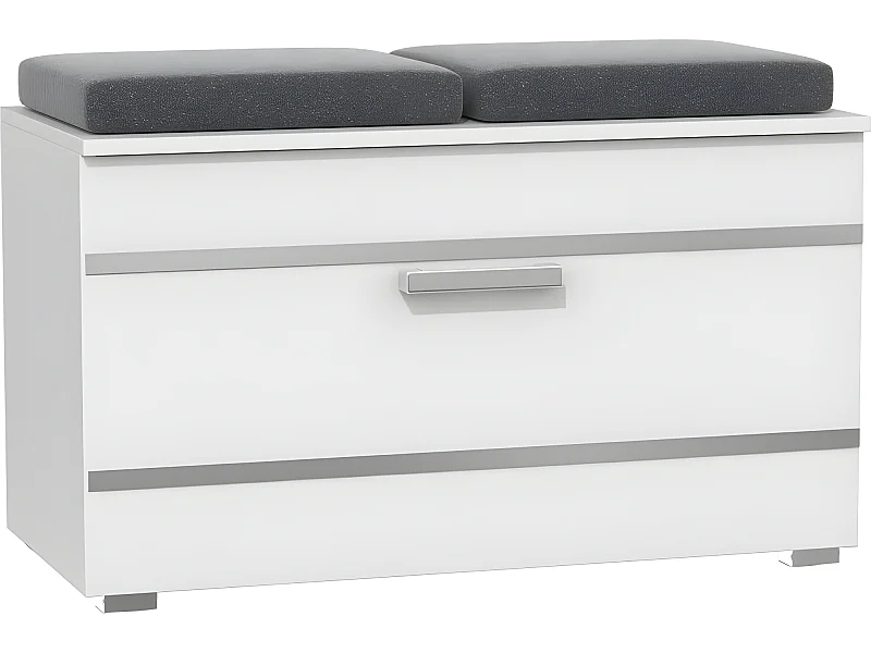 CDF Schuhschrank Opal | Farbe: weiß | Ideal für Diele, Flur, Büro | Schuhaufbewahrung | bequemer Sitz | 4 Schuhregale | modern | Flügeltür