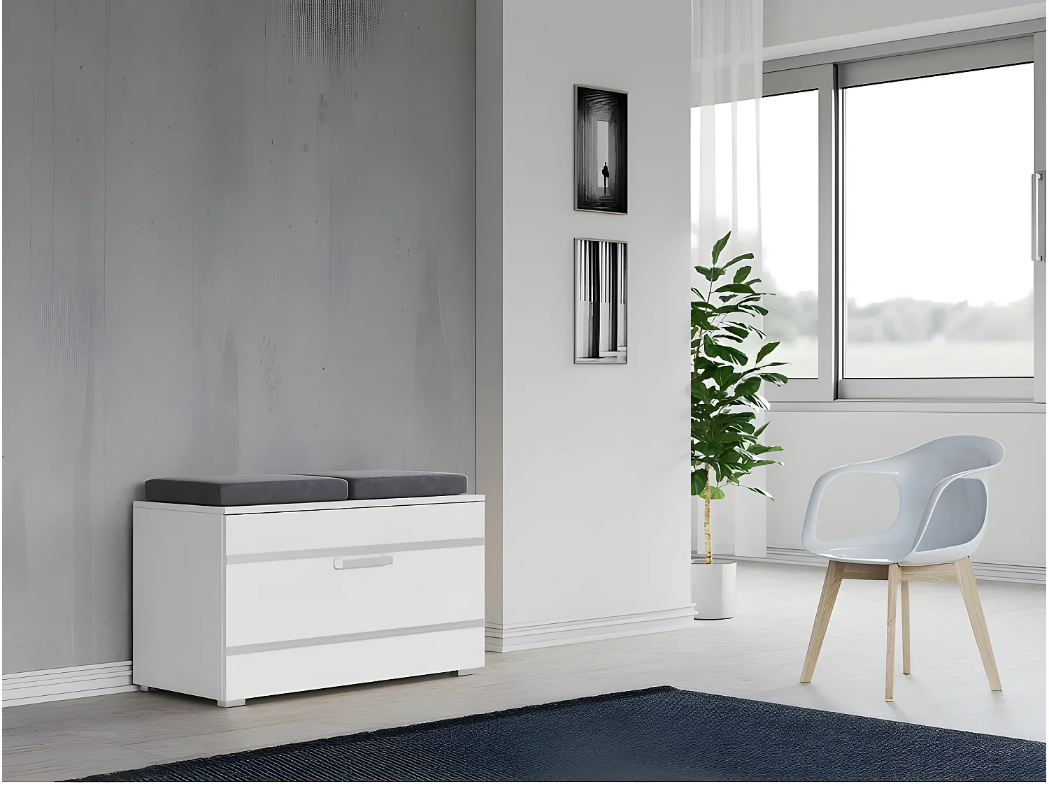 ALMORA - Scarpiera 85x45x35cm - Scarpiera - Ingresso - Scarpiera - 4 nicchie + 2 cuscini