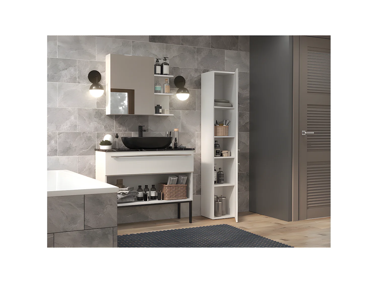 ALMORA - Scarpiera 85x45x35cm - Scarpiera - Ingresso - Scarpiera - 4 nicchie + 2 cuscini