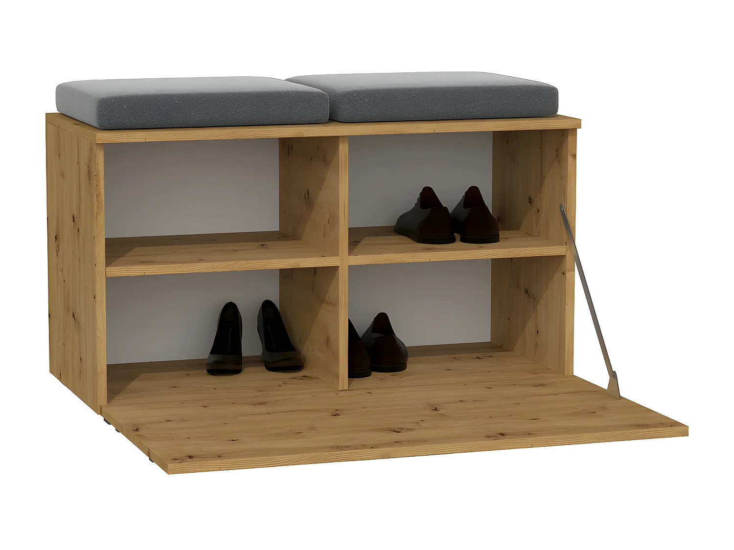 ALMORA | Zapatero | 85x45x35cm | Banco de zapatos | Entrada del vestíbulo | Almacenamiento de zapatos | 4 nichos + 2 cojines