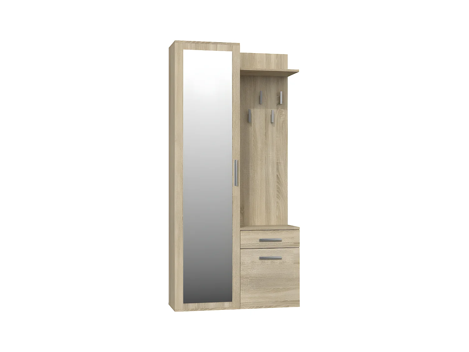 SHEILA - Guardaroba con specchio da ingresso - Armadio + appendiabiti - Scarpiera + specchio + ganci