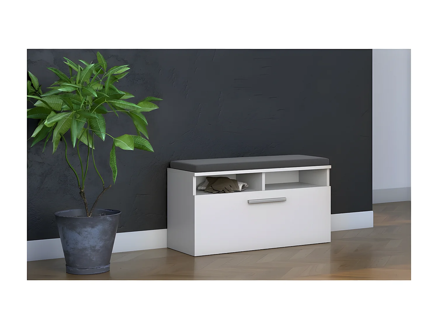 RIVI | Zapatero + asiento + almacenaje | Puerta basculante | 46x85x35 | 6 estantes | Armario de zapatos