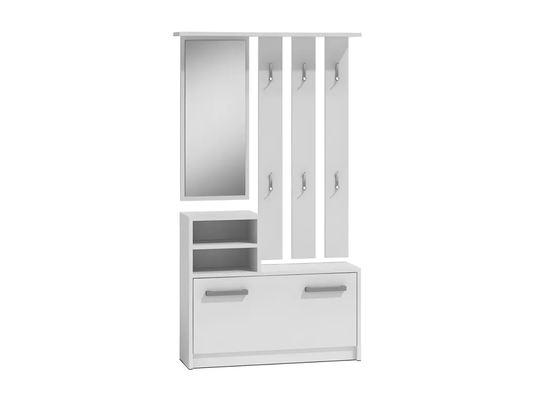 Kauf Unique CDF Garderobe | Farbe: Weiß | Großer Spiegel | Kleiderbügel | Geräumiger Schuhschrank | Ideal für Diele, Flur | Praktische Ablagen | Modernes Design