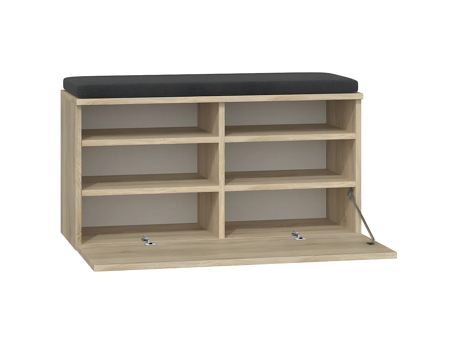 RIVI | Armoire à chaussures + siège + rangement | Porte basculante | 46x85x35 | 6 étagères | Meuble chaussures