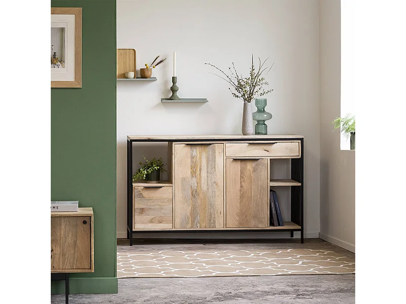 Buffet en bois de manguier et métal Héloïse