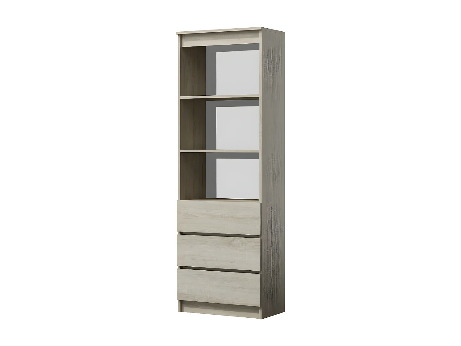 CATANIA - Libreria moderna 3 cassetti + 2 ripiani - 180x60x35 - Mobile contenitore - Librerie decorative - Aspetto legno