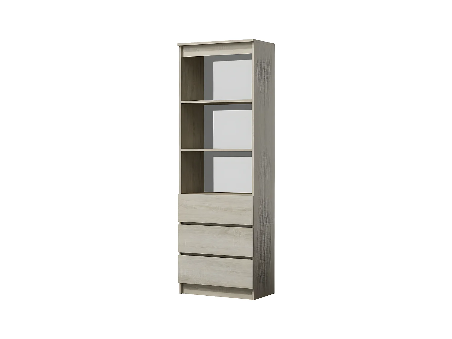 CATANIA - Bibliothèque 3 tiroirs + 2 étagères - 180x60x35 - Meuble de rangement - Etagère livres - Aspect bois