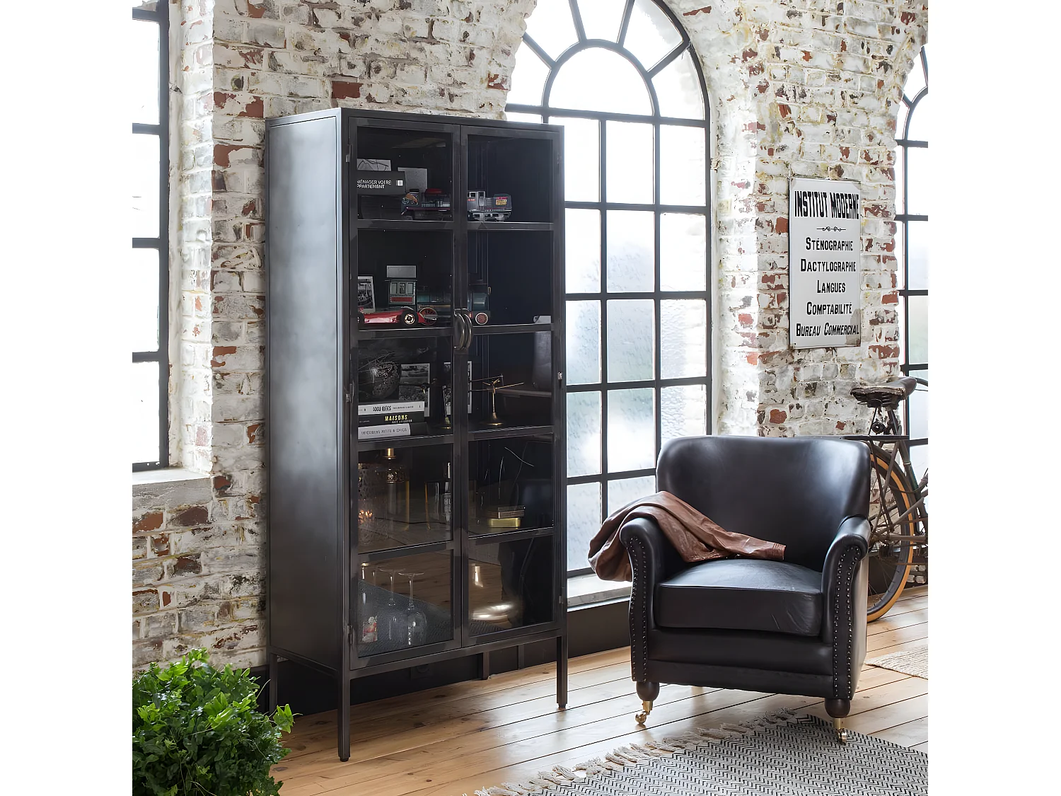 Vitrine en métal 2 portes Gabin